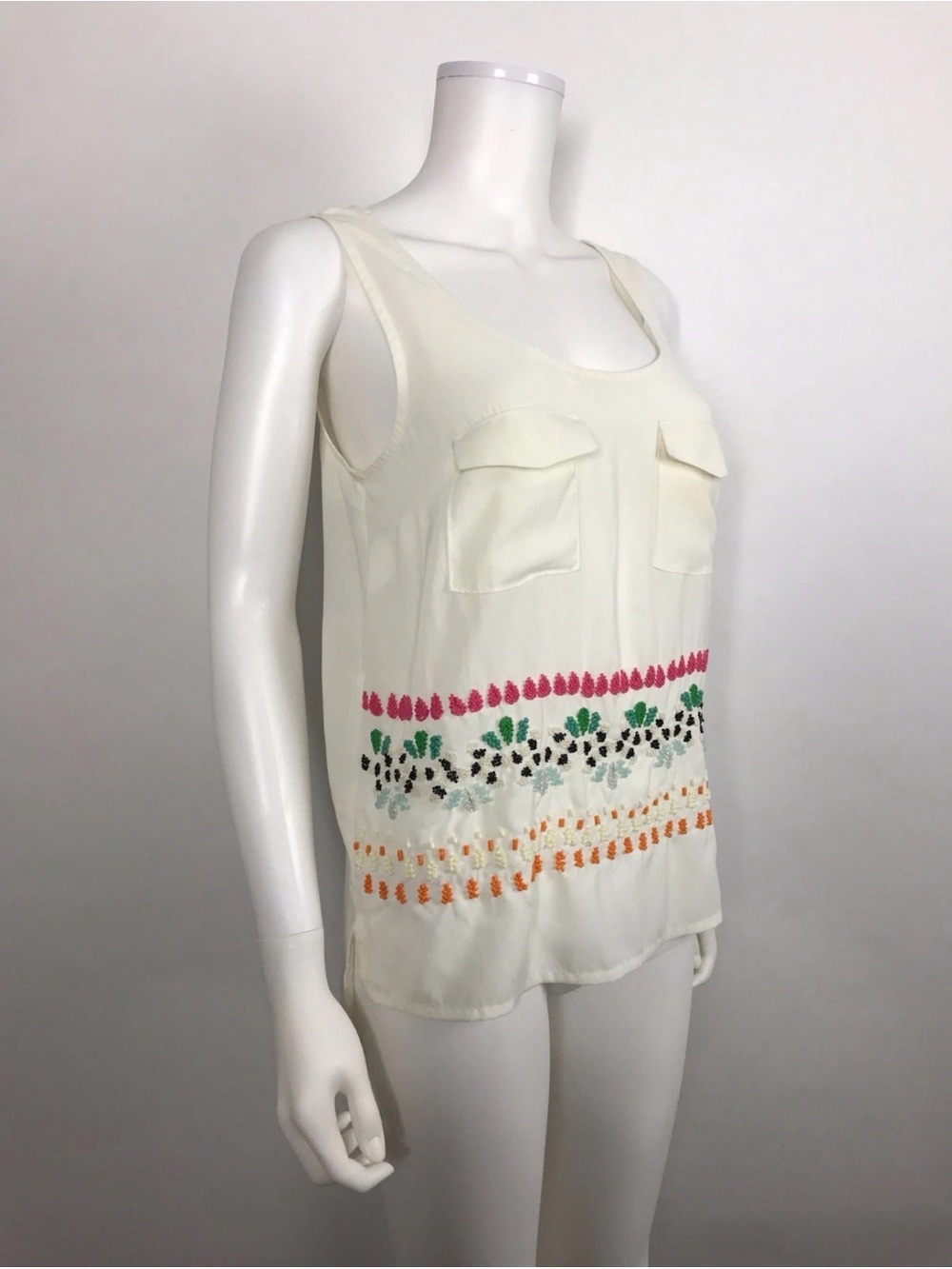 Leifnotes for Anthropologie. Y2K Boho Beaded light weight sleeveless blouse .